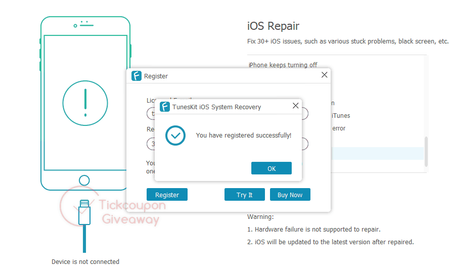 TunesKit iOS System Recovery 3.1.0.25 Crack + Serial Key 2022